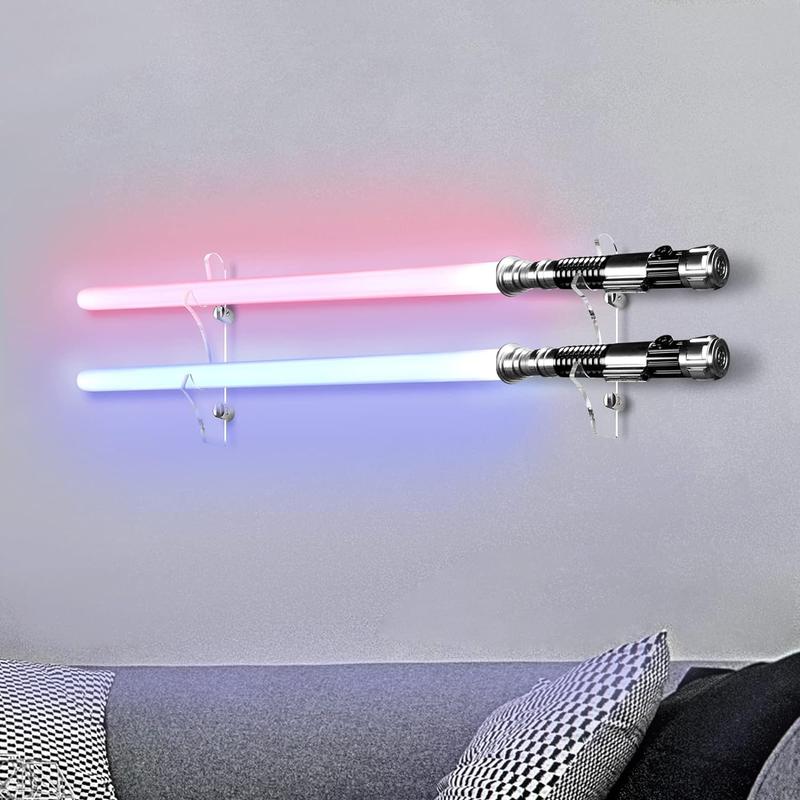 Acrylic Lightsaber Toy Wall Mounted Display Rack, 1 Pair Lightsaber Holder, Wall Display Rack, Home Organizer for Living Room Bedroom Garage