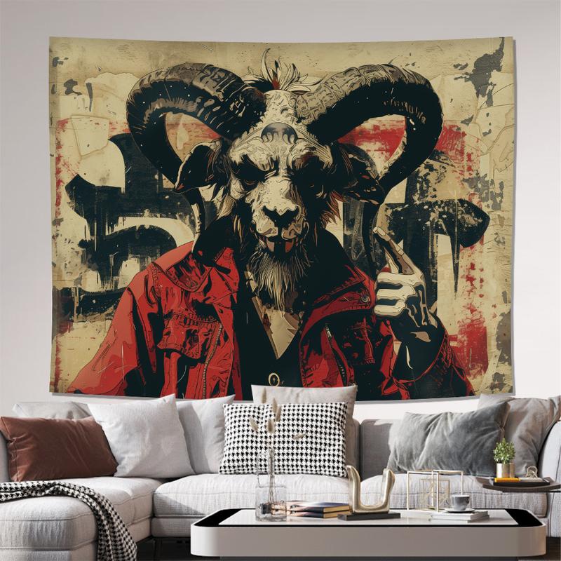 Christmas 2024 Ornament - Abstract Demon adversary Tapestry For Living Room, Bedroom, Office - Polyester Horizontal Wall Hanging With Free Installation Kit, Home & Party Decor, 1Pc