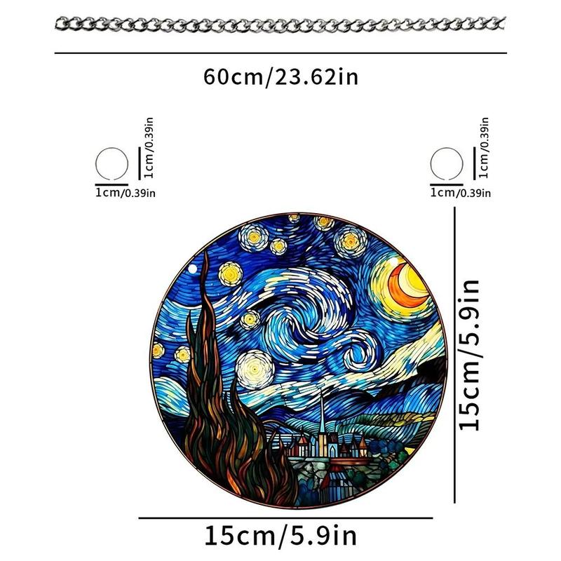 Van Gogh Starry Night Pattern Hanging Decor, 1 Count Waterproof Acrylic Hanging Ornament, Hanging Decor for Home Party Wedding