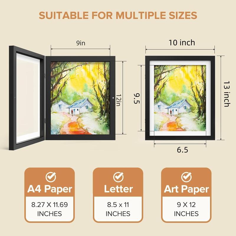 2 Pack Kids Art Frames, 10x12.5 Kids Artwork Frame Changeable Front Opening, Children Storage Frame Hold 50Pcs Crafts, Drawing, Art Projects, Schoolwork Colorful Decor