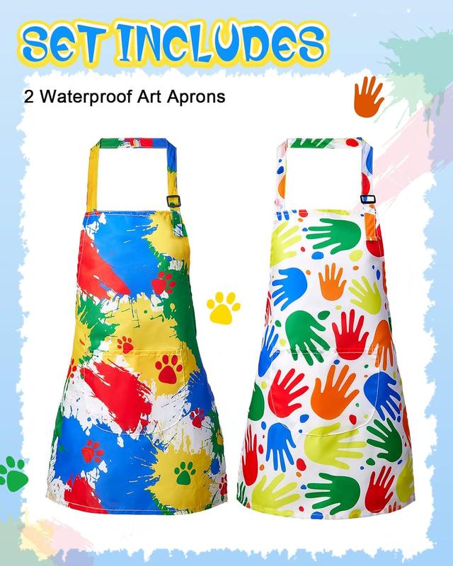 2 Pack  Apron Girls Boys for Cooking,  Art Apron with Pockets for  Painting Cooking Baking