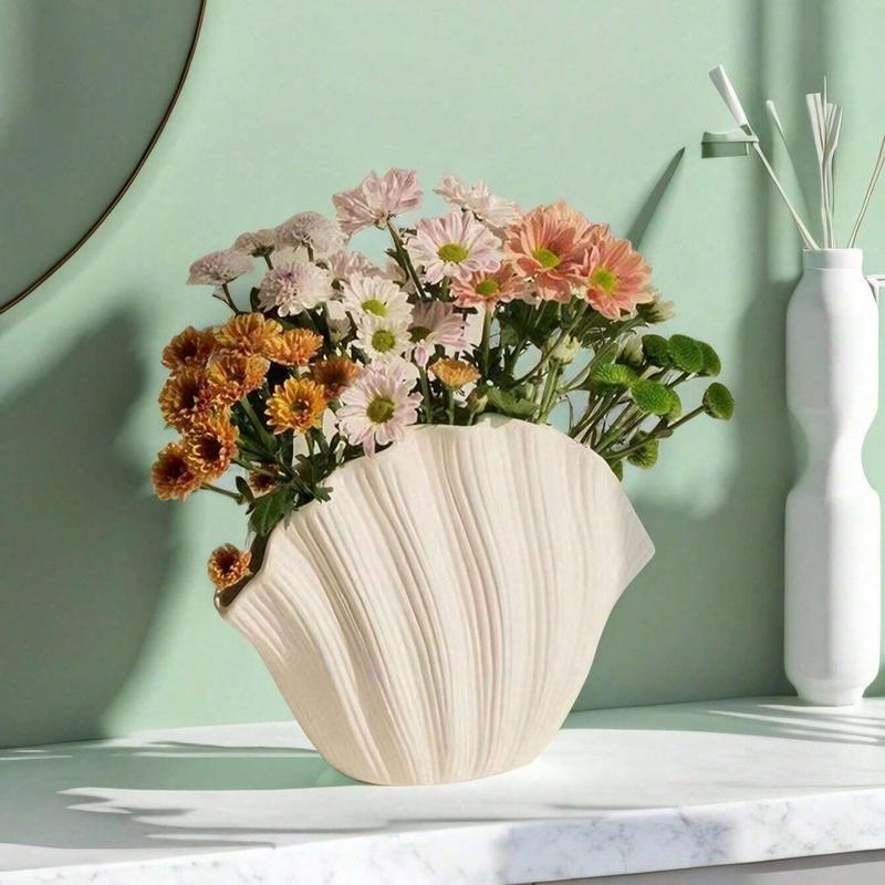 Shell Shaped Ceramic Vase, 1 Count Creative Unique Vase without Flower for Farmhouse Decor, Modern Home Decor, Room Decor, Centerpiece Table Decor