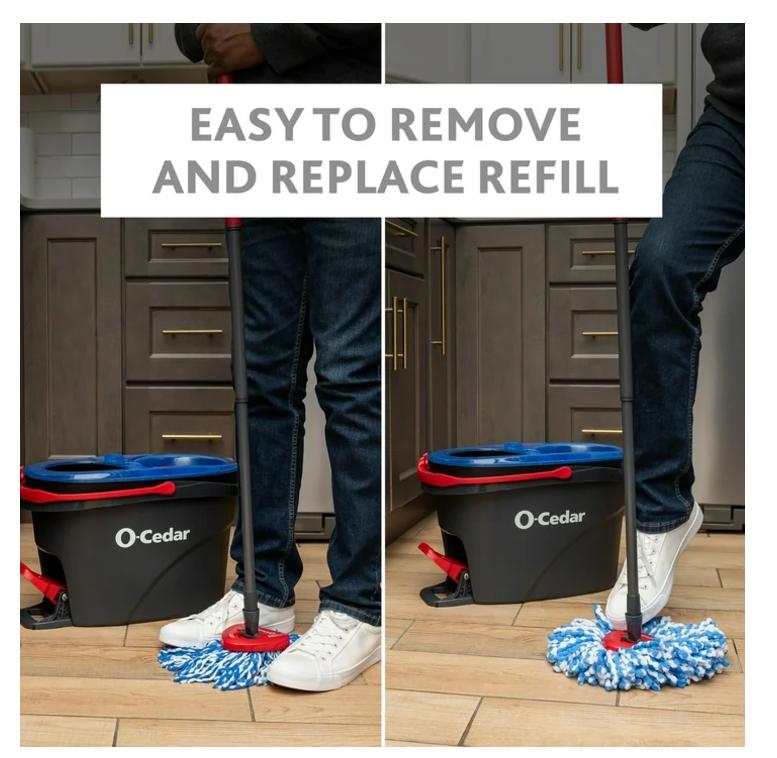 O-Cedar RinseClean Clean Water Spin Mop and Bucket System  Clean with Clean Water  Removes 99% of Bacteria