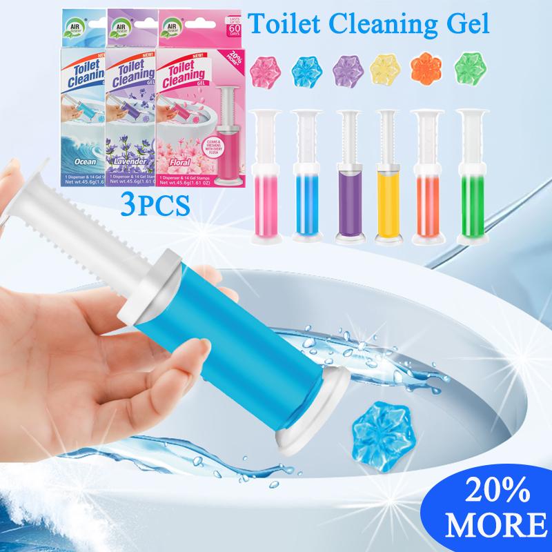 Air Fusion Toilet Cleaning Gel Stamps - 3 Pack, Deodorizing Clean Air Freshener for Bathroom and Kitchen, Long-Lasting Freshness