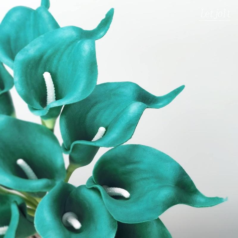 Artificial Calla Lily Teal Blossom for Wedding Bouquet 12Pack Home Decoration Faux Calla Lilies Flora, Teal Blue