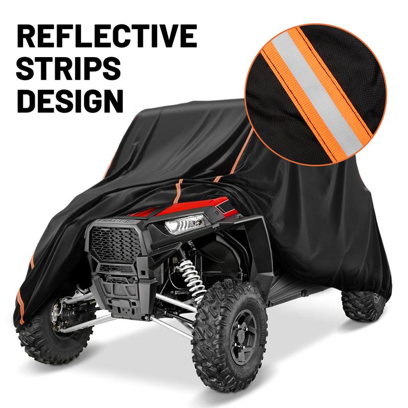 RKV86 UTV Cover, All-Weather Protection UTV Cover Two Seater Compatible with Can Am Defender Polaris Ranger Commander Rhino Pioneer Kawasaki Mule Teryx 2-3 Seaters Large 157”x65”x76.77” & 214”x63.2”x78” wind protection