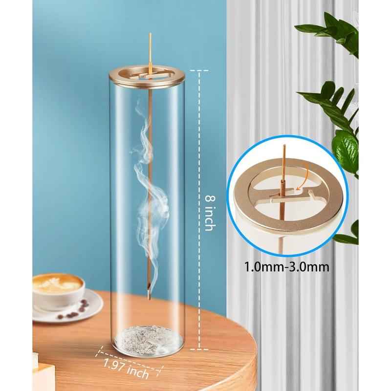 Incense Holder for Sticks [Anti-Ash Flying], Modern Insence-Stick Burner Holder with Removable Glass Ash Catcher, for Home Decor Yoga Meditation