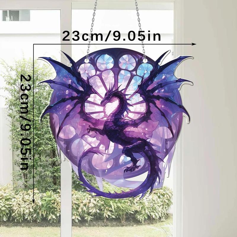 Dragon Design Hanging Decor, Colorful Glass Effect Acrylic Hanging Ornament, Home Decor for Living Room Bedroom Window