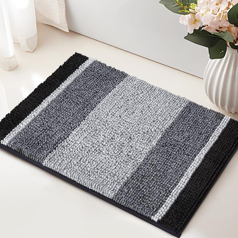 Subrtex Gradient Stripe Pattern Soft Plush Bathroom Rugs Thick Velvet Decorative Fluffy Mats Microfiber