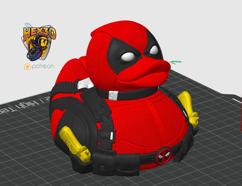 3D Printed Deadpool Figurine for Duck Collectors and More - Quirky Home Decor by Hex3D Multicolor jeep duck