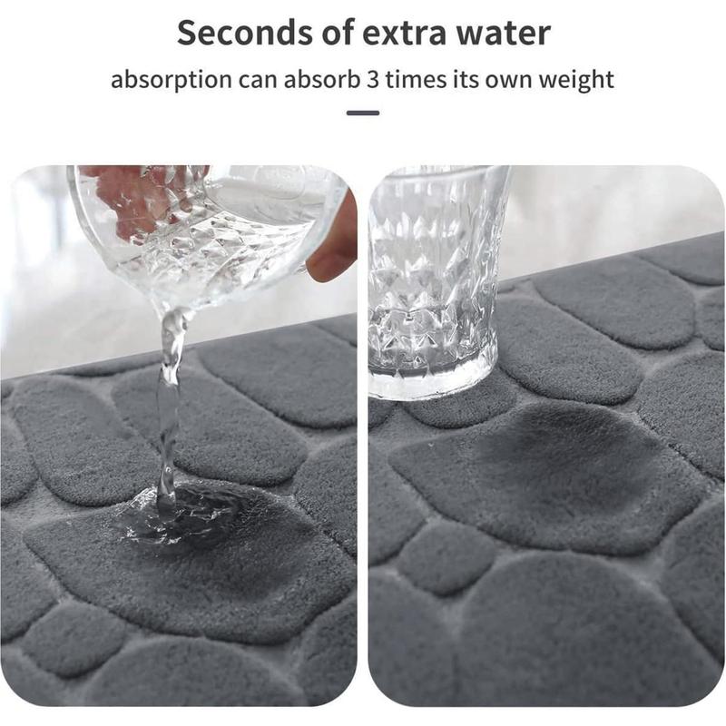 YIHOUSE Memory Foam Bath Mat Cobblestone Bathroom Rugs Super Water Absorbent Machine Washable Bath Rugs(17x24,Dark Gray)