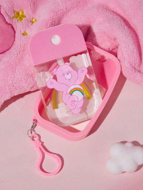 Care Bears Heart Shaped Pink Portable Refillable Container With Bear Pattern