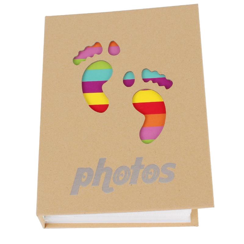 6 Inch 100 Pockets Photo Album, Colorful Footprint & Heart Pattern Scrapbooking Picture Instant Photo Album, Picture Storage Mini Photo Album