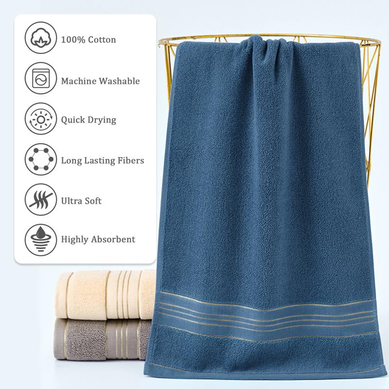 100% Cotton Oblong Bath Towel - Super Absorbent, Quick Dry, Modern Striped Design - Premium Softness, Multipurpose, Woven for Bathroom Luxury