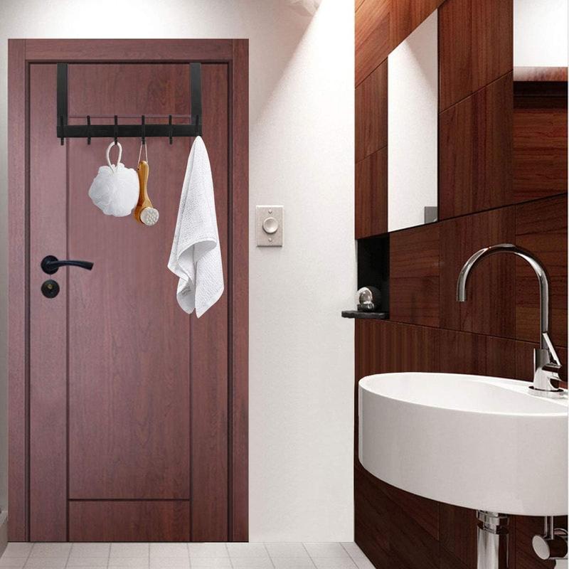 Over The Door Hook, Stainless Steel Heavy Duty Over Door Hanger Holder for Coat Robe Hat Clothe Towels Hanging, Bathroom Organizer Towel Rack 12 Hooks Installation Kitchen Hangable Installation Kitchen