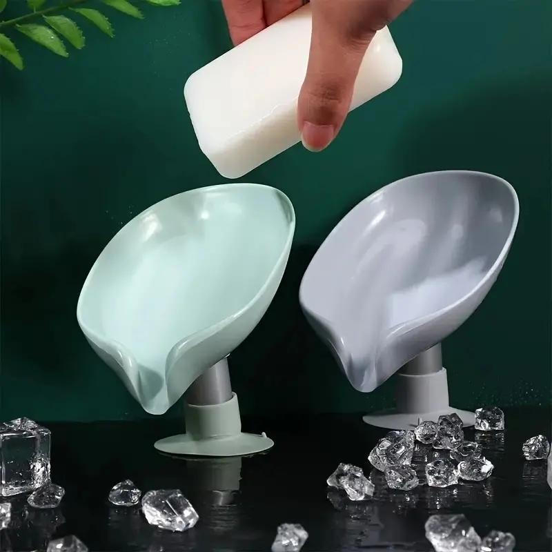 Leaf Shaped Soap Dish, 1 Count Drain Soap Holder, Soap Storage Box for Bathroom Kitchen