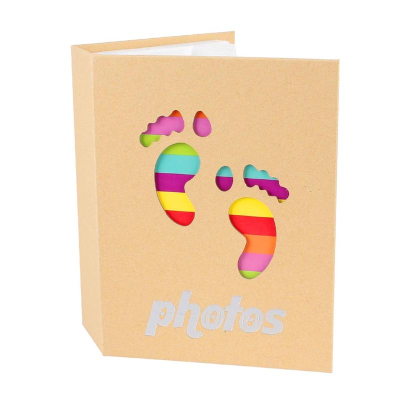 6 Inch 100 Pockets Photo Album, Colorful Footprint & Heart Pattern Scrapbooking Picture Instant Photo Album, Picture Storage Mini Photo Album