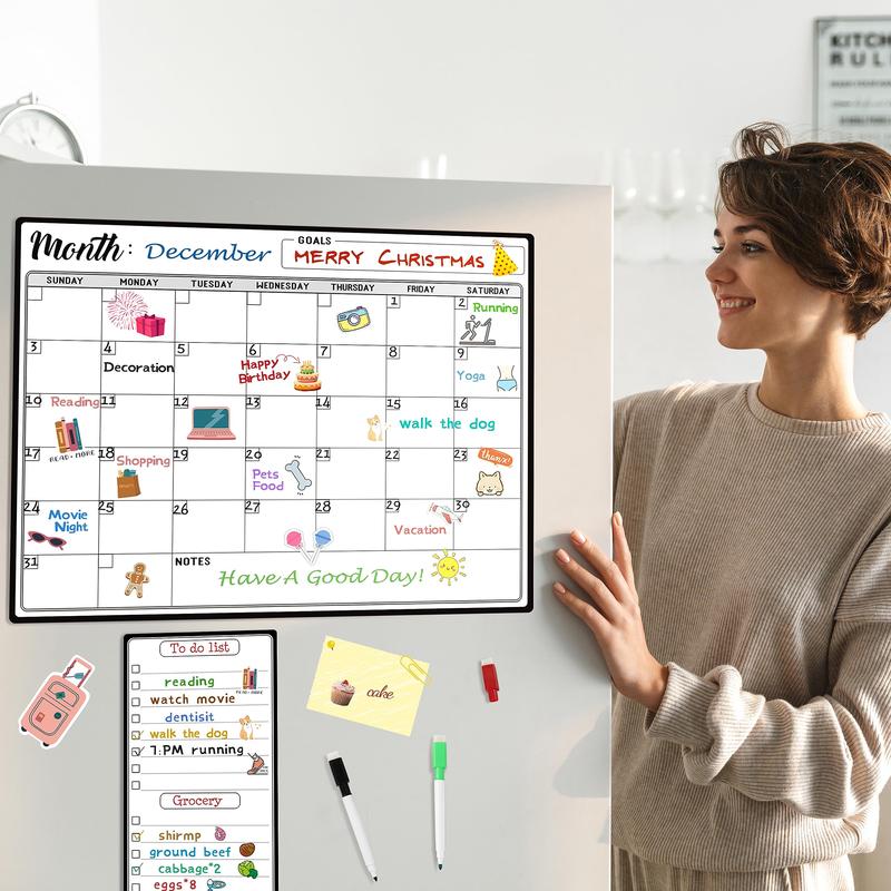 Magnetic Dry Erase Refrigerator Calendar with Markers - 15