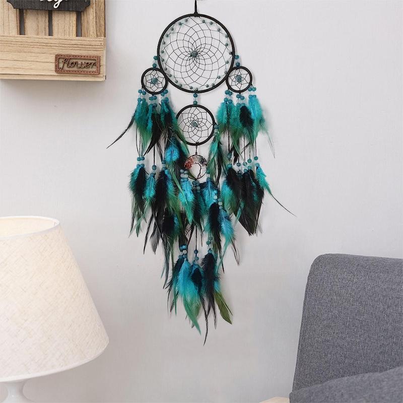 Dream Catcher, Five-ring Dream Catcher, Home Decor for Courtyard Living Room Bedroom, Hanging Decoration