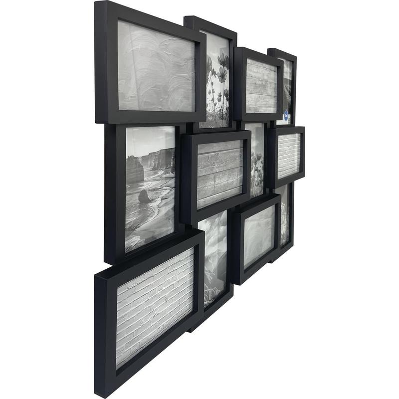 Mainstays 12-Opening Linear Black Collage Picture Frame (Holds 12 - 4x6 inch Photos) aura  picture creative birthday poster frame