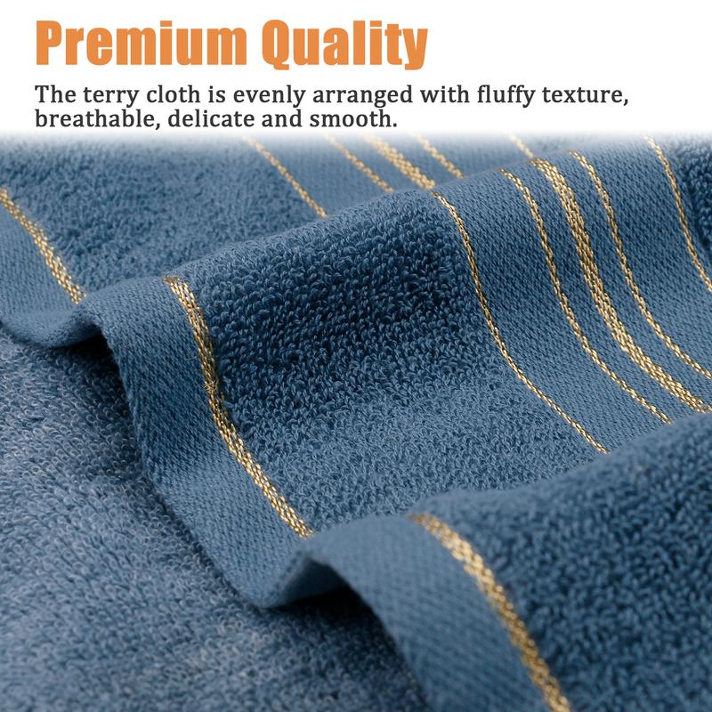 100% Cotton Oblong Bath Towel - Super Absorbent, Quick Dry, Modern Striped Design - Premium Softness, Multipurpose, Woven for Bathroom Luxury