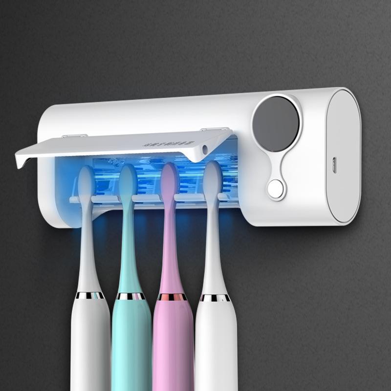 4 Slot Ultraviolet Toothbrush Sterilizer, Rechargeable Wall Mounted Toothbrush Sterilizer, Toothbrush Holder For Bathroom