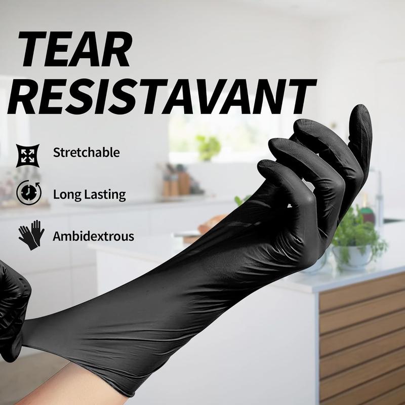 Synmax Black Vinyl Disposable gloves - Latex-Free & Powder-Free Cleaning Food Gloves Hand Household Smooth Box