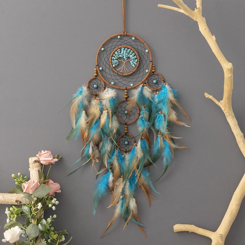 Dream Catcher, Five-ring Dream Catcher, Home Decor for Courtyard Living Room Bedroom, Hanging Decoration