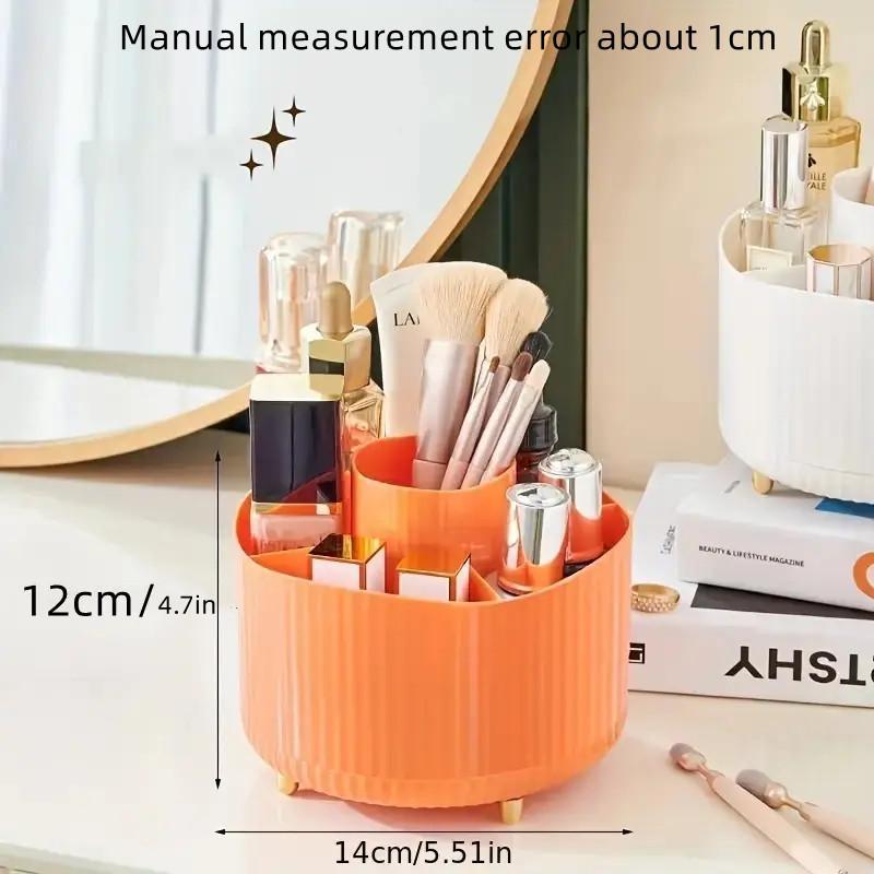 360° Rotating Cosmetic Brush Storage Box, 1 Count Multi-grid Countertop Makeup Storage Box, Desktop Organization for Home Office School,  Vanity Makeup Organizer Bedroom Decor