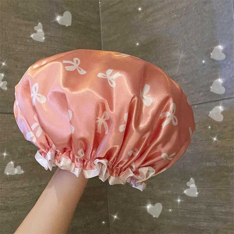 Double Layer Bathing Cap, 1 Count Waterproof Shower Cap, Hair Cap for Shower, Bathroom Supplies, Bathing Cap for Women, Bathroom Accessories