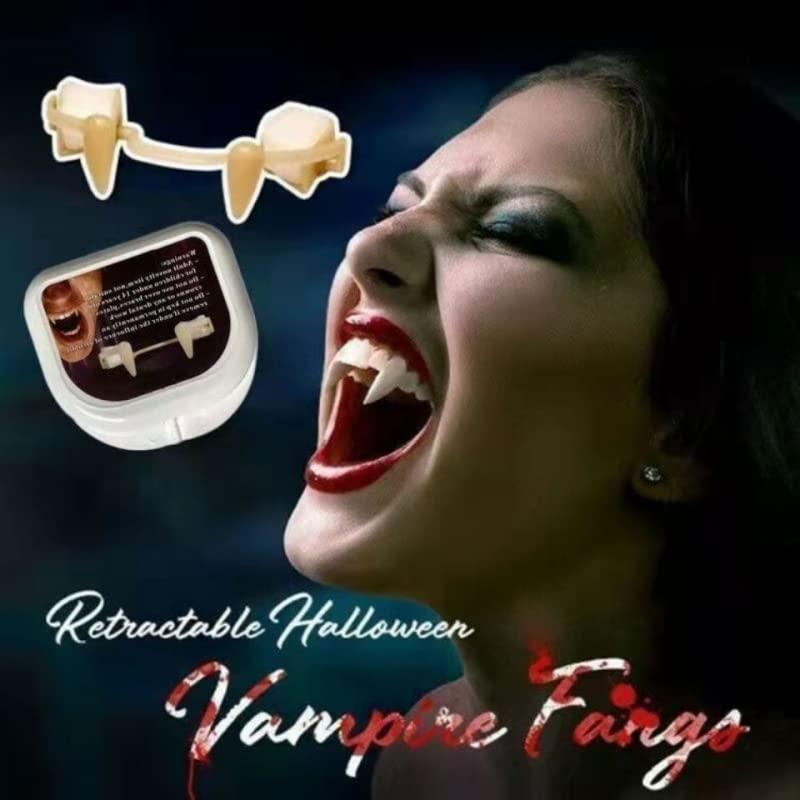 Retractable Vampire Fangs, 1 Count 5 Counts Horrifying Vampire Fangs Teeth, Fake Teeth Cosplay, Reusable Creepy Fake Braces for Costume Party