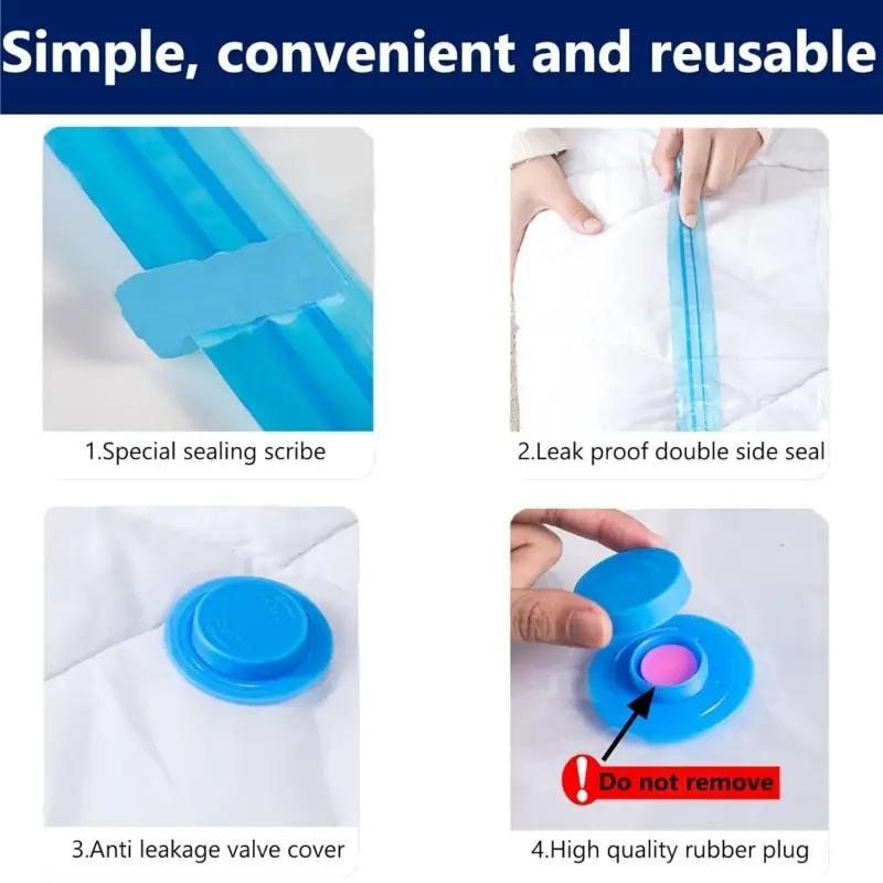 Vacuum Storage Bag, 6 Counts Space Saving Bag with Manual Pump, Essential Travel Vacuum Sealed Bag for Clothing Storage