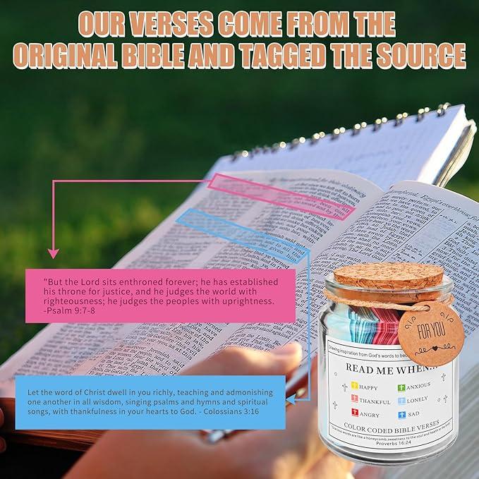 2024 Hot sale Bible Verse Jar, Read Me When Bible Verses Jar for Emotions and Feelings,Religious Gifts For Women,Scripture Prayer Cards Hope Jar,Bible Study Church Christian Gifts,Christmas Gifts,Bible Accessories Bottles Organiser Canister Bible Verse