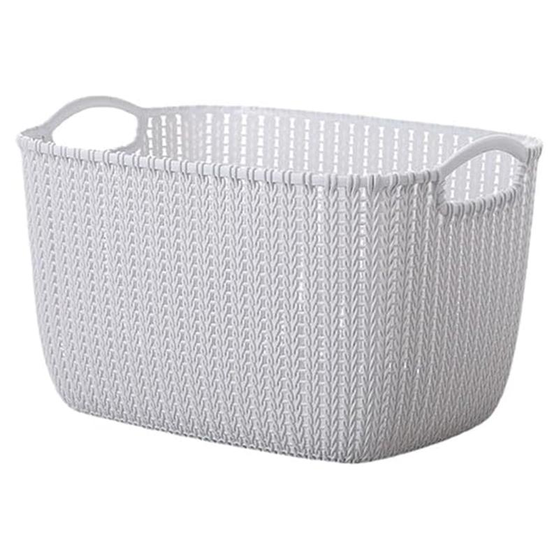 Small plastic storage basket, 4 points color, knitted rectangular storage basket, 8.5 x 1.9 x 3.9 inches - suitable for bathroom, bedroom, living room, storage of various items drawerorganization