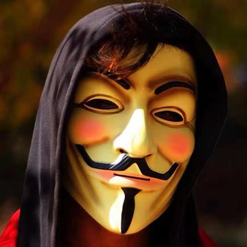 V for Vendetta Hacker Mask - Anonymous Guy Fawkes Halloween Christmas Party Costume for Adults and Kids - Menswear