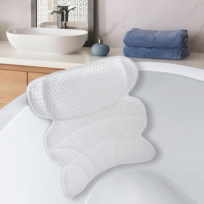 Bath Pillow, Non-slip Bathtub Pillow with Suction Cup, Soft Comfortable Bath Pillow for Neck & Back Support, Bathroom Accessories