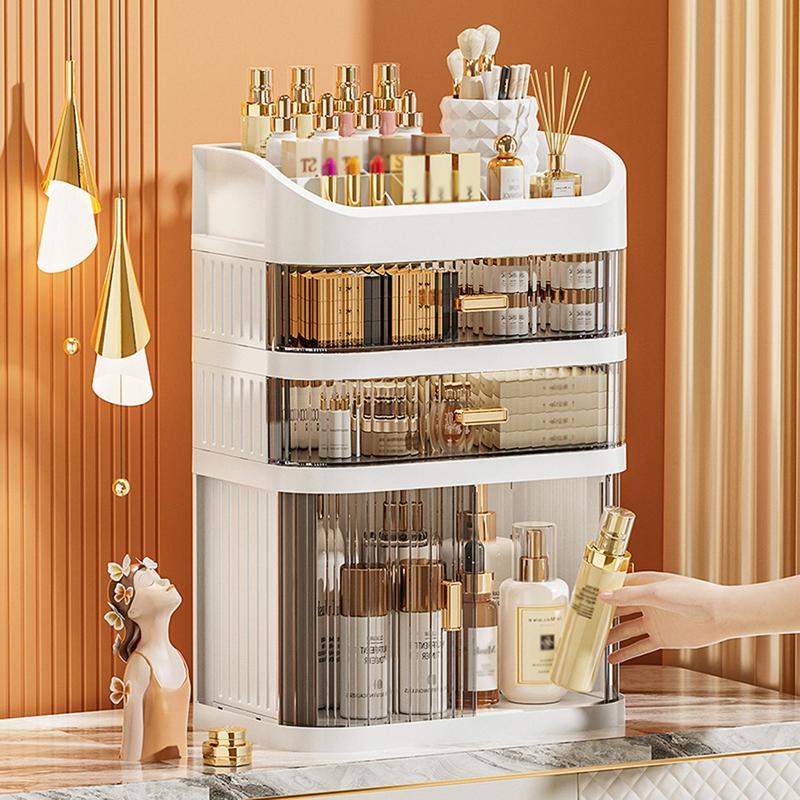 Makeup Storage Box, Multi-layer Cosmetic Organizer, Large Capacity Storage Box for Bathroom, Bedroom, Living Room