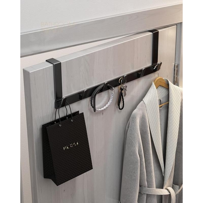 Over The Door Hooks, No Assembly Required Door Hanger Hook, Sturdy Over The Door Coat Rack,for Hanging Clothes, Towels, Hats, Matte Black