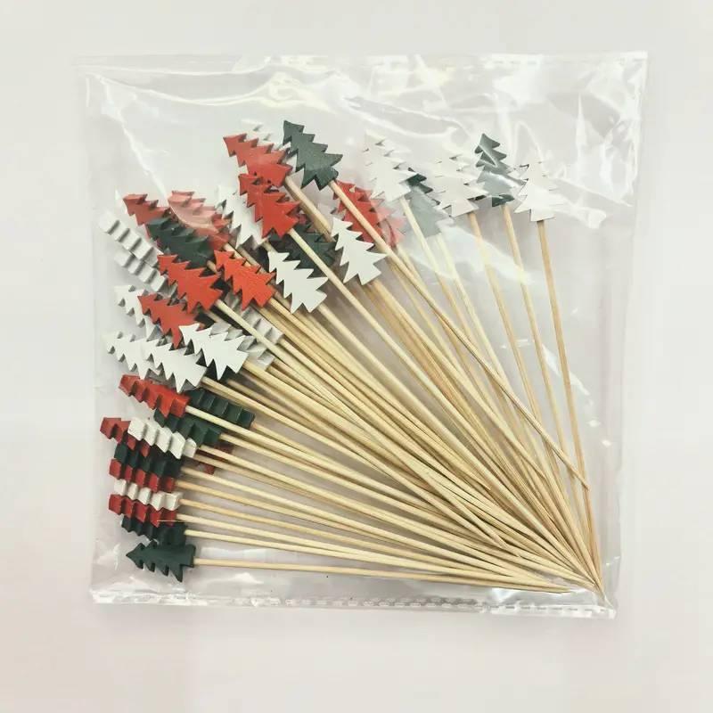 Multicolor Christmas Tree Design Toothpick, 50pcs Colorful Pine Tree Skewer, Disposable Fruit Skewer for Holiday Decorations & Appetizers