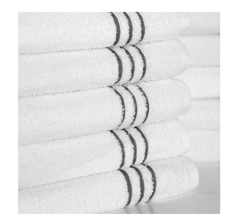 Soft & Plush Touch 24 Piece Cotton-Recycled Polyester Bath Towel Set, White - Perfect for Your Home