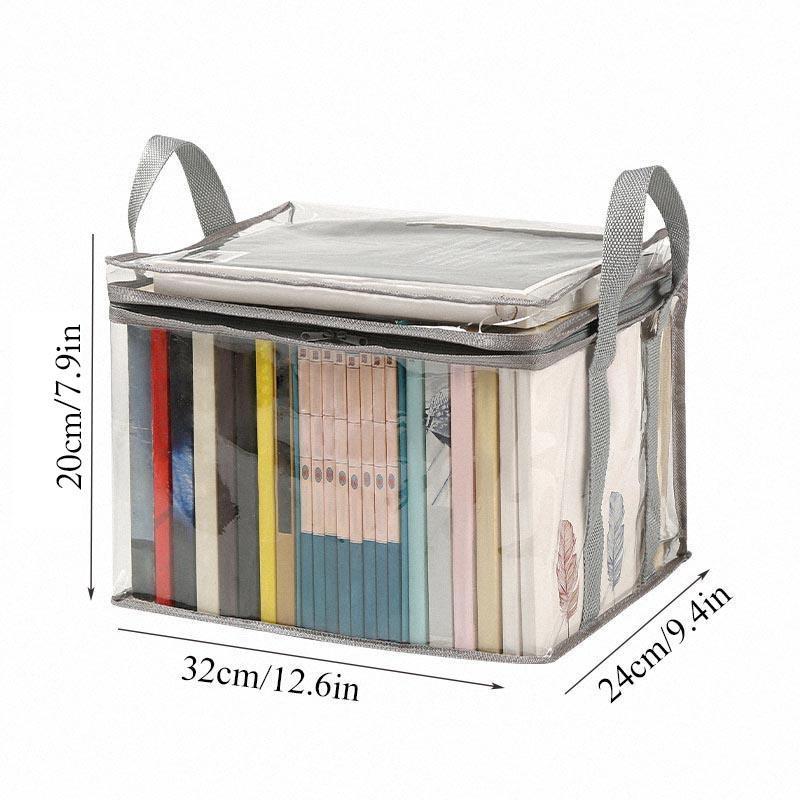 Clear Book Storage Bag, 1 Count Foldable Waterproof Clothes Container with Handle & Zipper, Multipurpose Storage Bag for Home & School