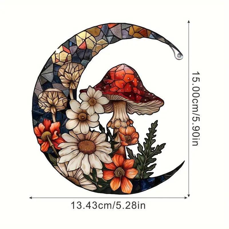 Christmas Mushroom & Flower Pattern Hanging Decor, 1 Count Colorful Acrylic Hanging Ornament,  Decoration Items Hanging Decor for Home Garden Party Decor