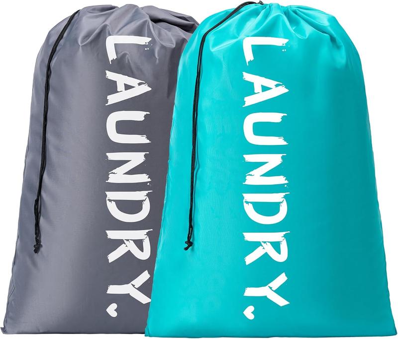 2 Pack XL Travel Laundry Bag, Machine Washable Dirty Clothes Organizer with DrawstringLarge Enough to Hold 4 Loads of Laundry, Easy Fit a Laundry Hamper or Basket Travel Essentials 24