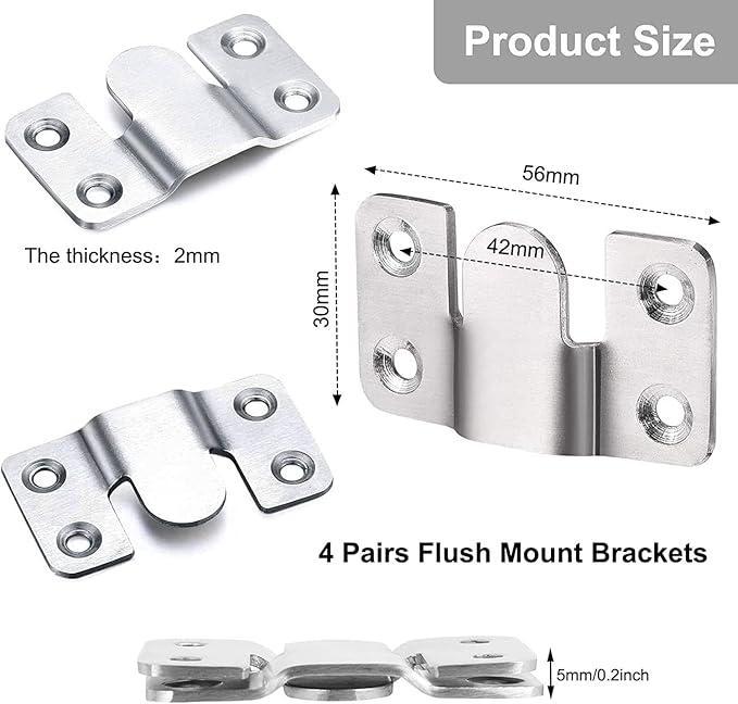 Stainless Steel Mountain Hanging Buckle, Large Flush Mount Picture Frame Hook, Interlocking Heavy Hanging Paintings Hook, Hangable Wall Mount Headboard Without Screws, for Hanging Wedding Pictures, Photo Frames, Mirror, Display Boards, Billboards, Murals