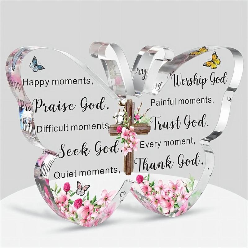 Butterfly Design Acrylic Christian Gift, Bible Verse Pattern Religious Gift, Inspirational Bible Gift, Prayer Room Decoration, Faith Memorial Gift