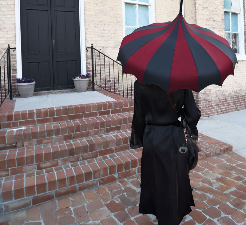 Gothic Rebel Dark Wing Striped Umbrella - For Vampires And Lovers Of Unique Style