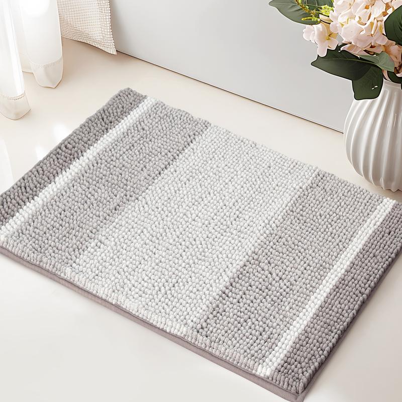 Subrtex Gradient Stripe Pattern Soft Plush Bathroom Rugs Thick Velvet Decorative Fluffy Mats Microfiber