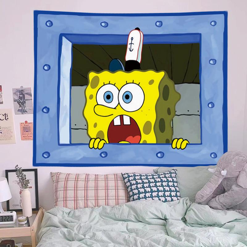 [Buy 3 Free shipping]Getupower Squidward, Patrick and SpongeBob SquarePants Cartoon Tapestry Back to school Dormitory Bedroom Wall Decoration Creative Background Cloth Cute Quirky Tapestry Halloween Gift wall tapestry