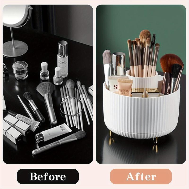 360° Rotating Cosmetic Brush Storage Box, 1 Count Multi-grid Countertop Makeup Storage Box, Desktop Organization for Home Office School,  Vanity Makeup Organizer Bedroom Decor