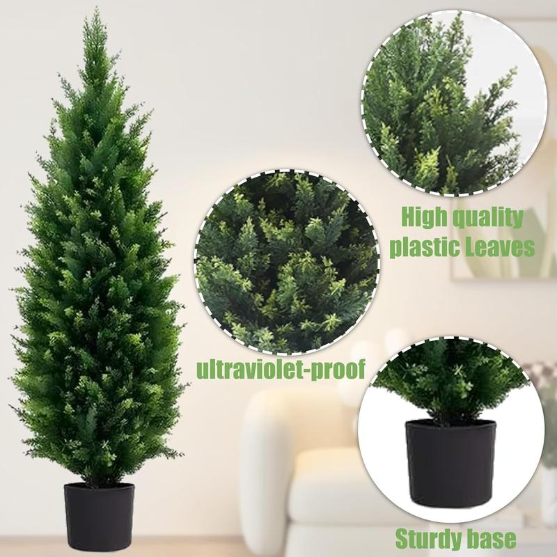 DEIKAL two 4ft artificial pruning trees, UV-resistant shrubs, potted plants, artificial snow pine trees, indoor and outdoor artificial shrub trees. artificial trees indoor plants Decor Decorative Flower Fruit Leaf Landscape Nature garden decorations